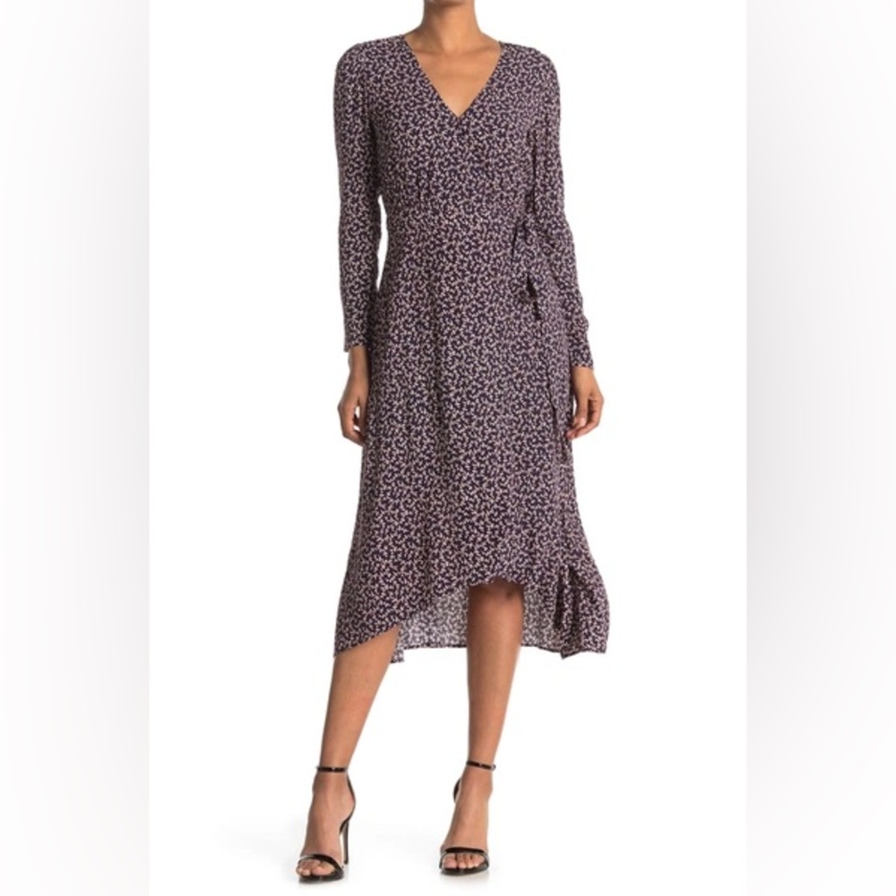 Ba&sh Gin Wrap Midi Dress Size XS (4) in Marine Navy Blue Red